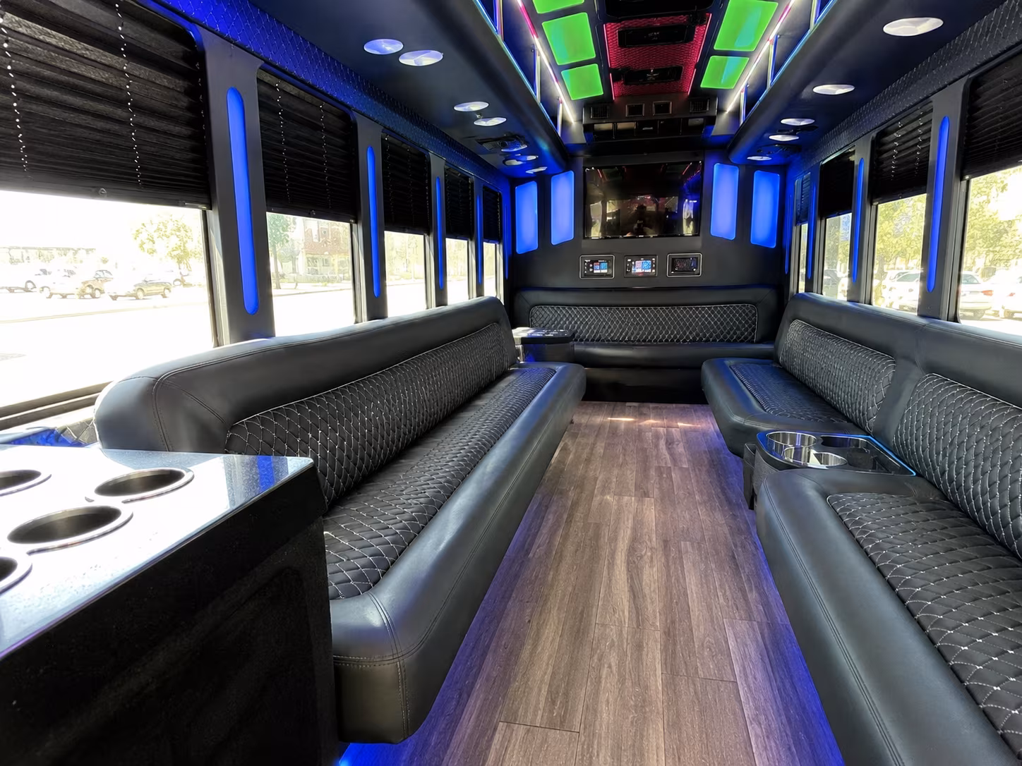 hampton 15 passenger party bus inside