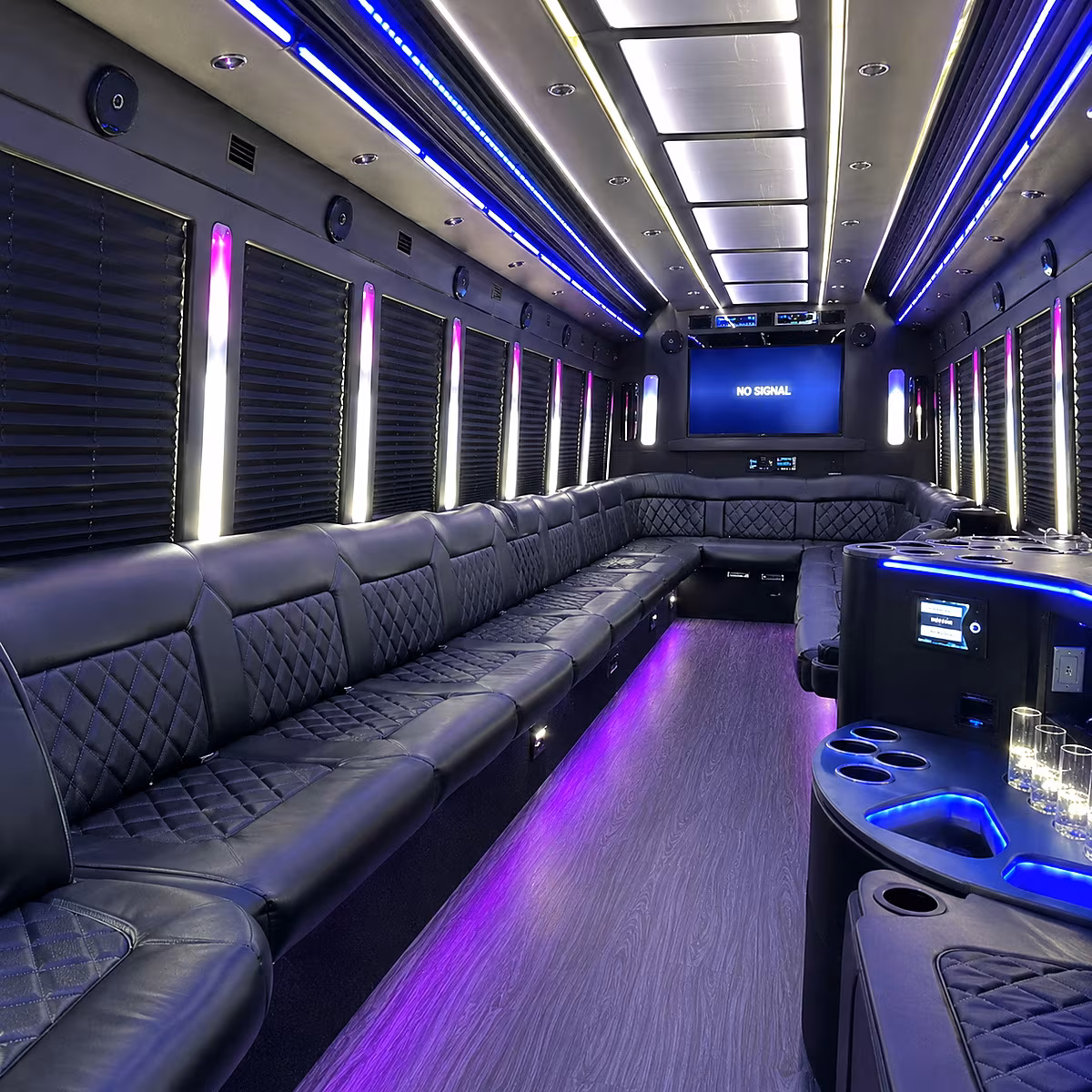 hampton 30 passenger party bus inside
