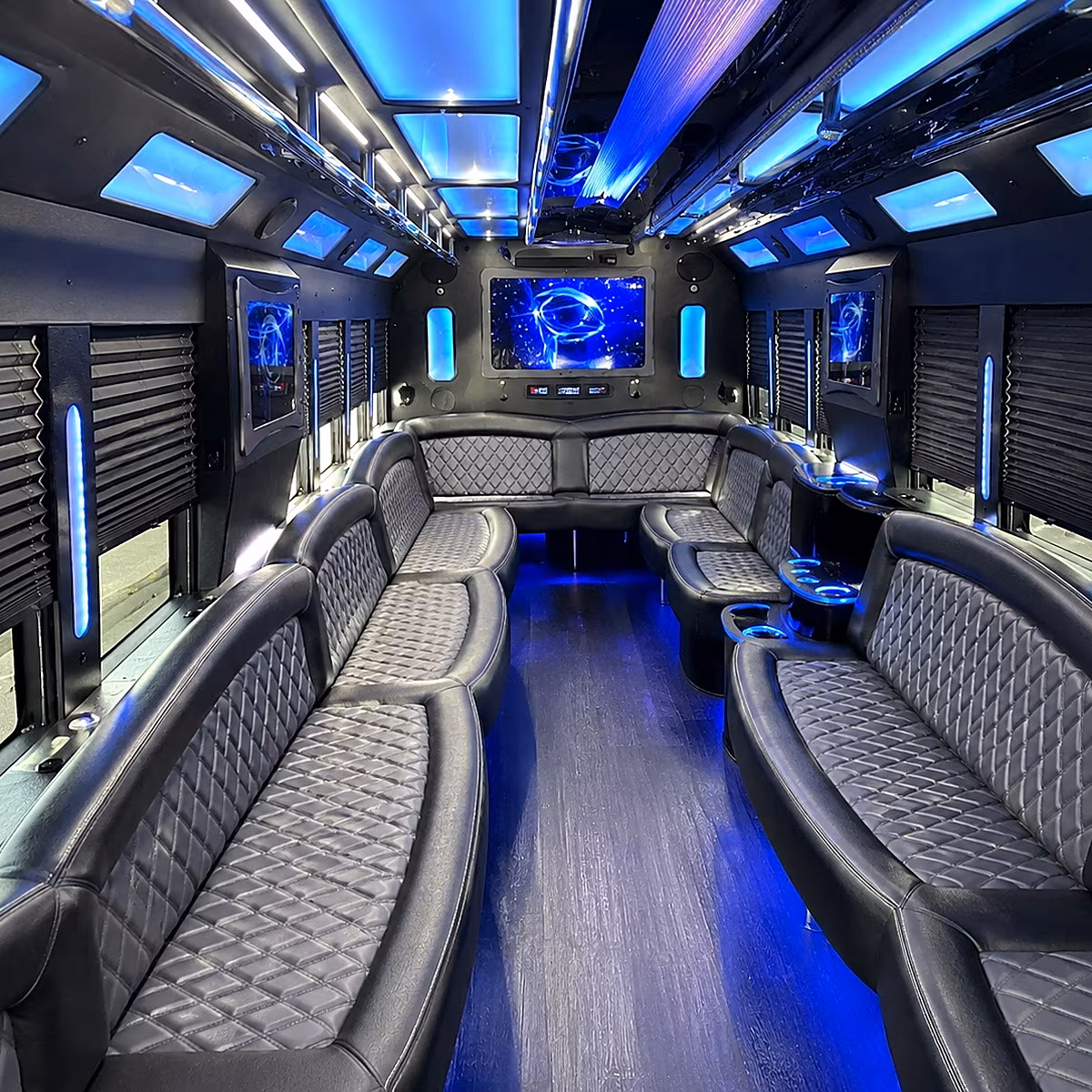 hampton 50 passenger party bus interior